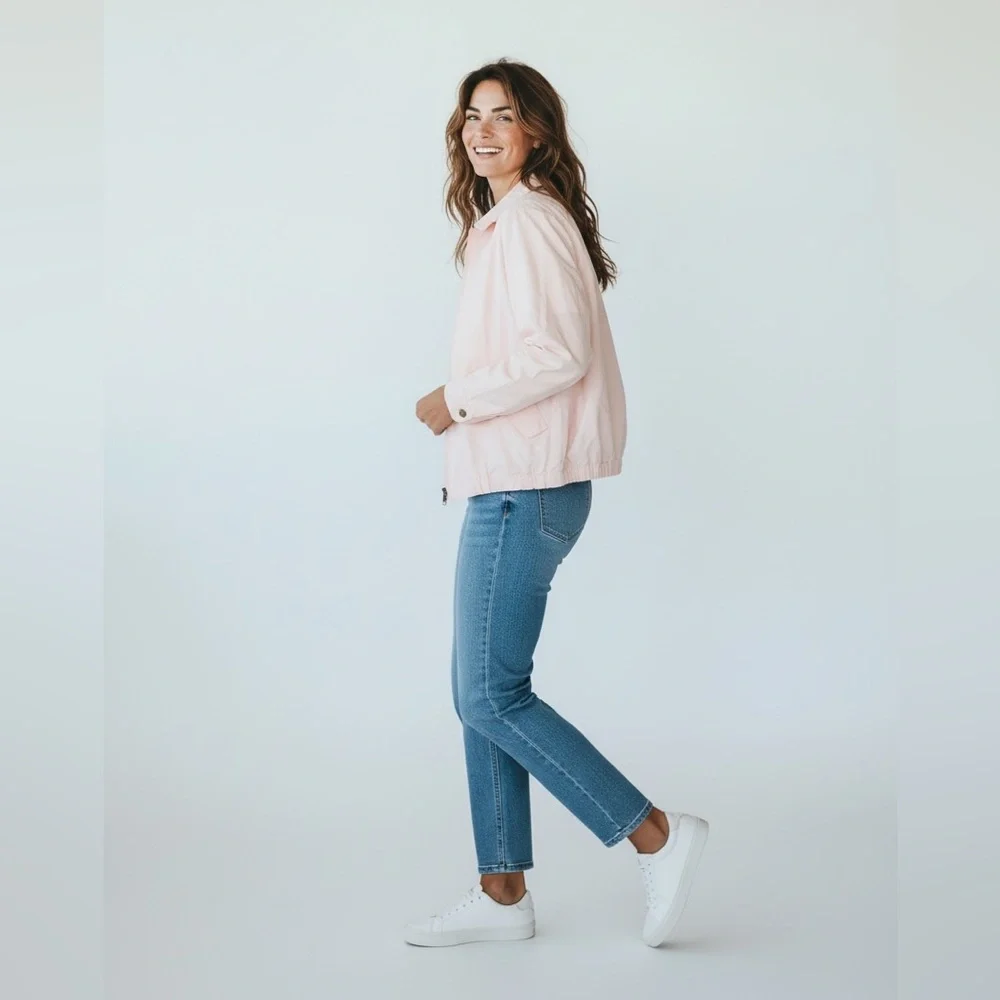 MAX MARA MaxMara Light Pink Nylon Windbreaker Jacket Size 10 Quiet Luxury Design